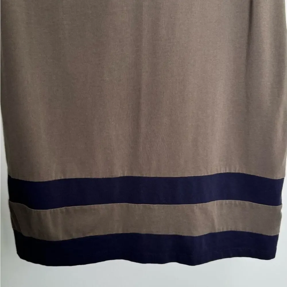 Tommy Hilfiger Womens Contrast Trim Shift Dress Taupe Navy Size Large